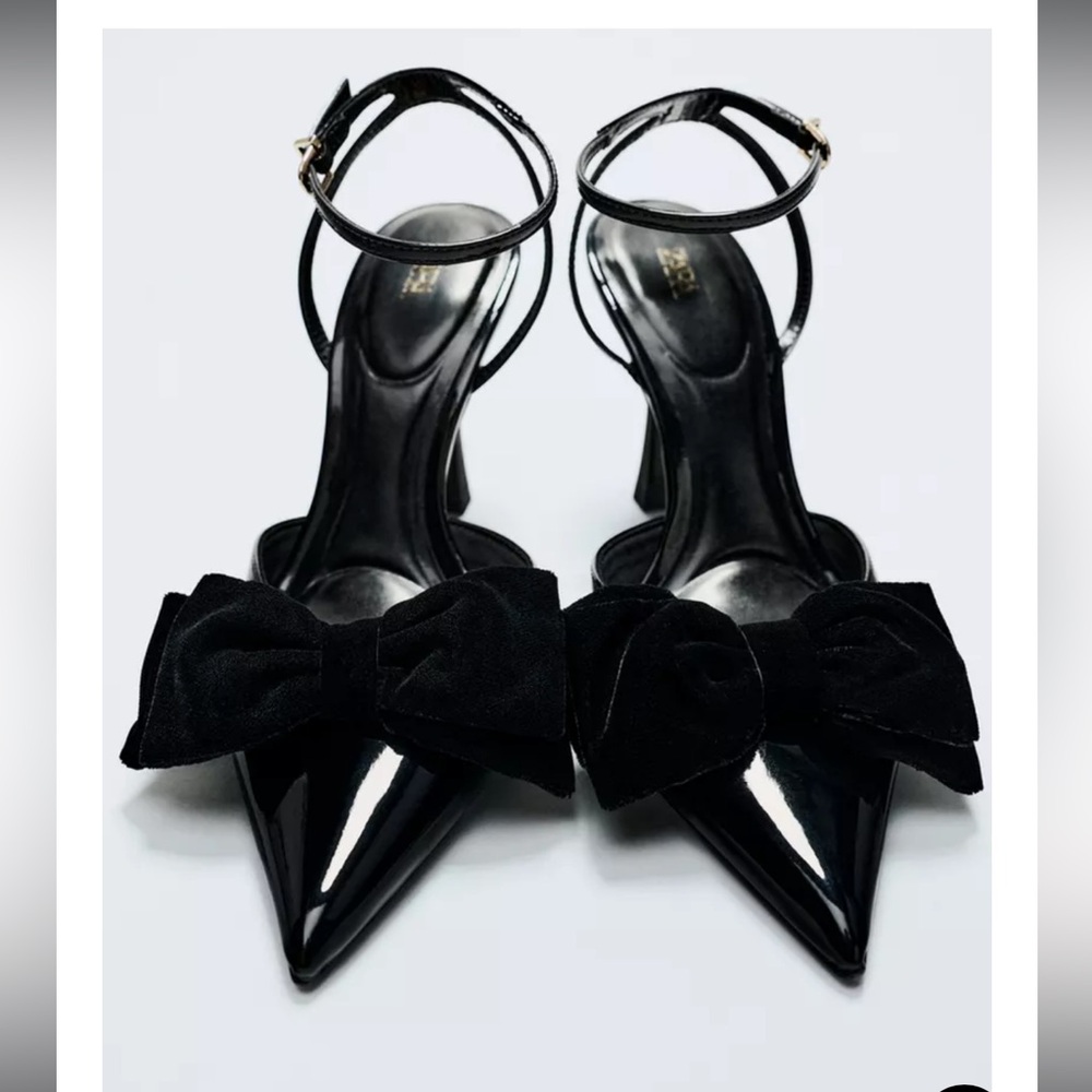 Zara Velvet Bow Heels Women's 9
